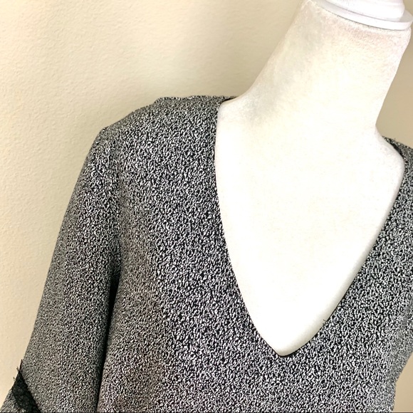 w/TAG New ELLE LACE trim Fit & Flare Gray DRESS - Picture 4 of 8